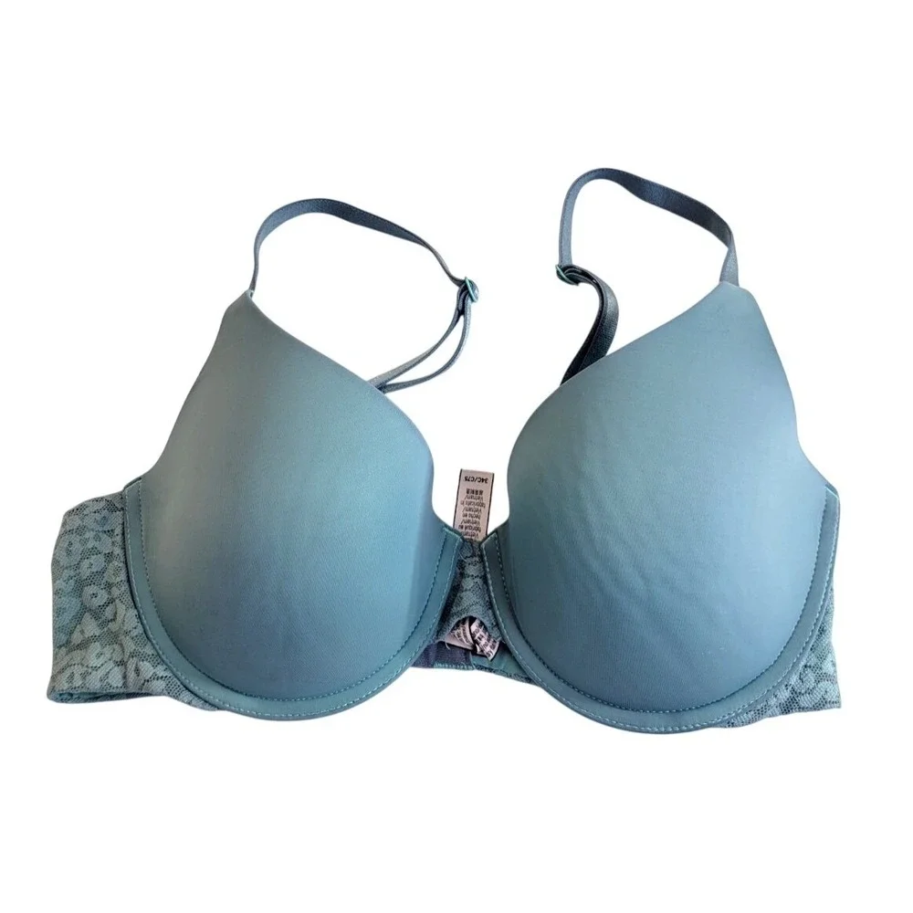 Victoria's Secret Lined‎ Demi Bra Underwire Lace Back Romantic Blue Women 34C